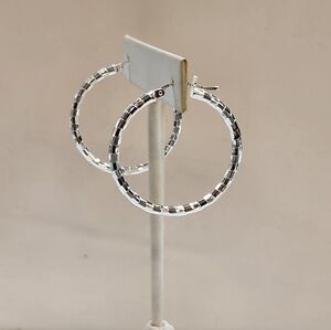 Brand New Sterling Silver 925 Diamond Cut Designs Earrings / HOOPS
